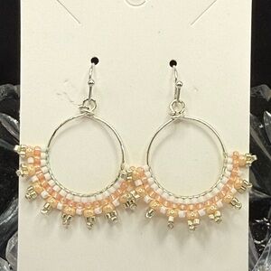 Seed bead hoop earrings on fish hoops very pretty color